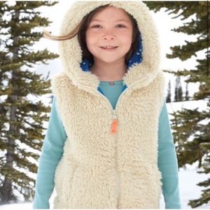 Mini Boden fuzzy Sherpa fur hooded vest